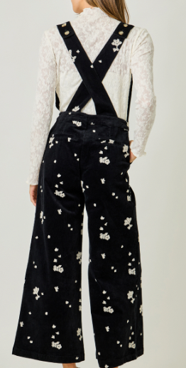 Mystree Embroidered Corduroy Jumpsuit