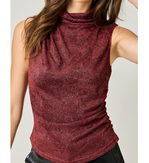 Mystree Sleeveless Mockneck  Shimmering Top