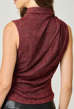 Mystree Sleeveless Mockneck  Shimmering Top