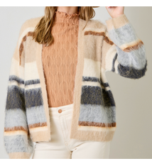 Mystree Color Blocked Sweater Cardigan