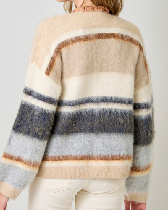 Mystree Color Blocked Sweater Cardigan