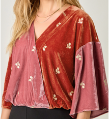 Mystree Embroidery Color Blocked Kimono Top