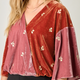 Mystree Embroidery Color Blocked Kimono Top
