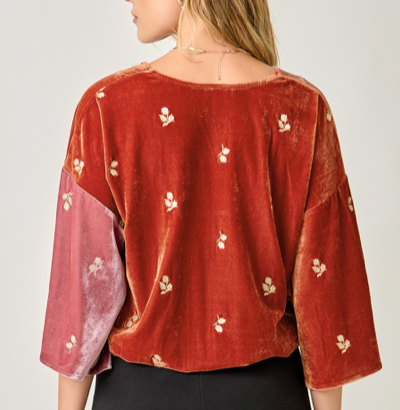 Mystree Embroidery Color Blocked Kimono Top