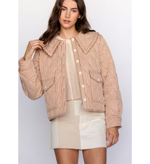 Storia Gingham Check Pattern Jacket Rust and Cream