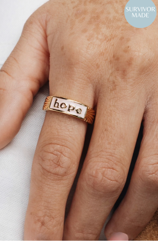 Crowned Free Hope Ring – 18K Gold Plated Adjustable Enamel Ring