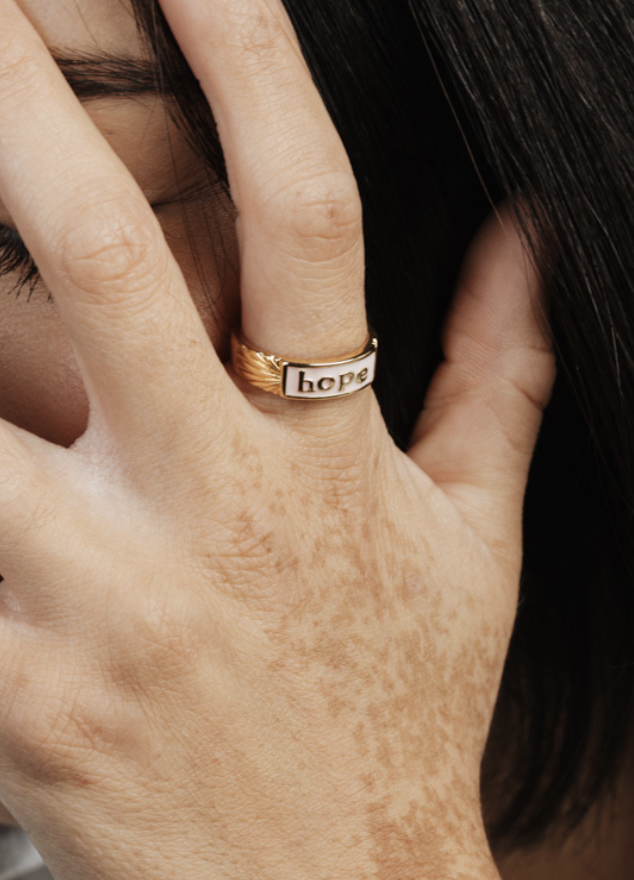 Crowned Free Hope Ring – 18K Gold Plated Adjustable Enamel Ring