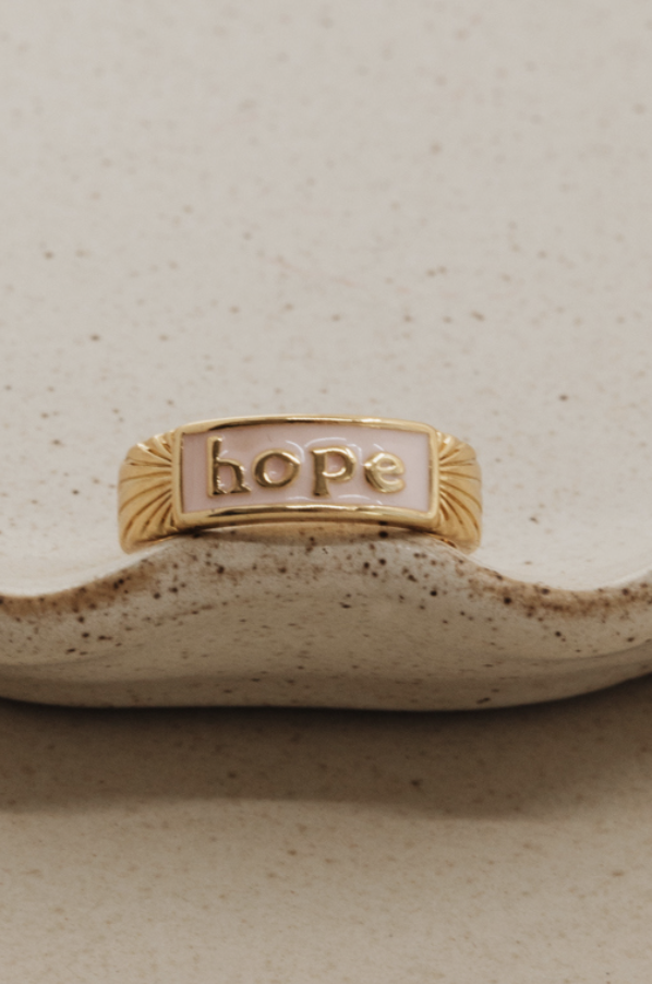 Crowned Free Hope Ring – 18K Gold Plated Adjustable Enamel Ring