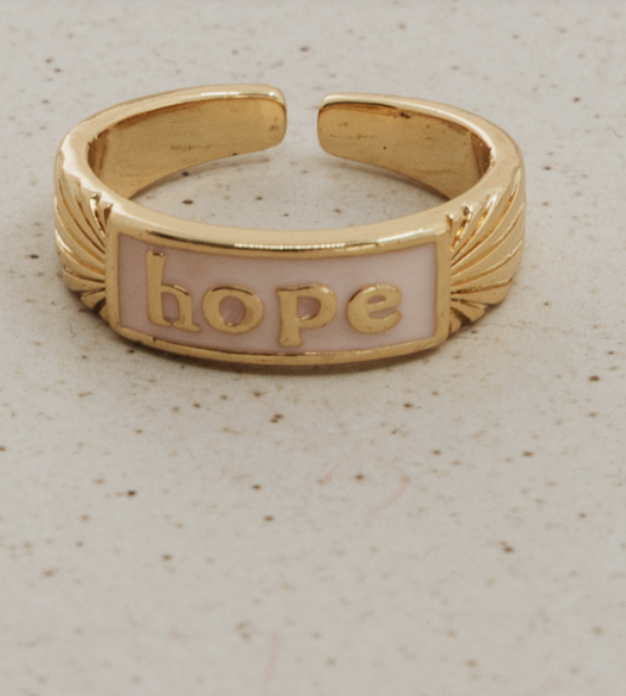 Crowned Free Hope Ring – 18K Gold Plated Adjustable Enamel Ring