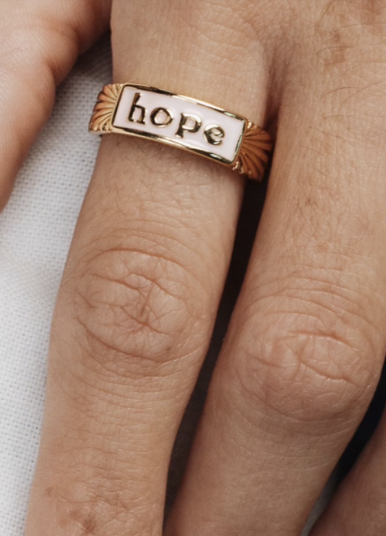 Crowned Free Hope Ring – 18K Gold Plated Adjustable Enamel Ring