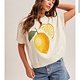 Hem & Thread Crewneck Short Sleeve Lemon Motif Sweater