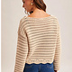 Hem & Thread Boatneck Wide Long Sleeves Scalloped Hem Open Knit Sweater