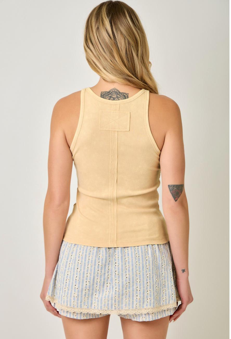 Mystree Scoop Neck Washed Tank