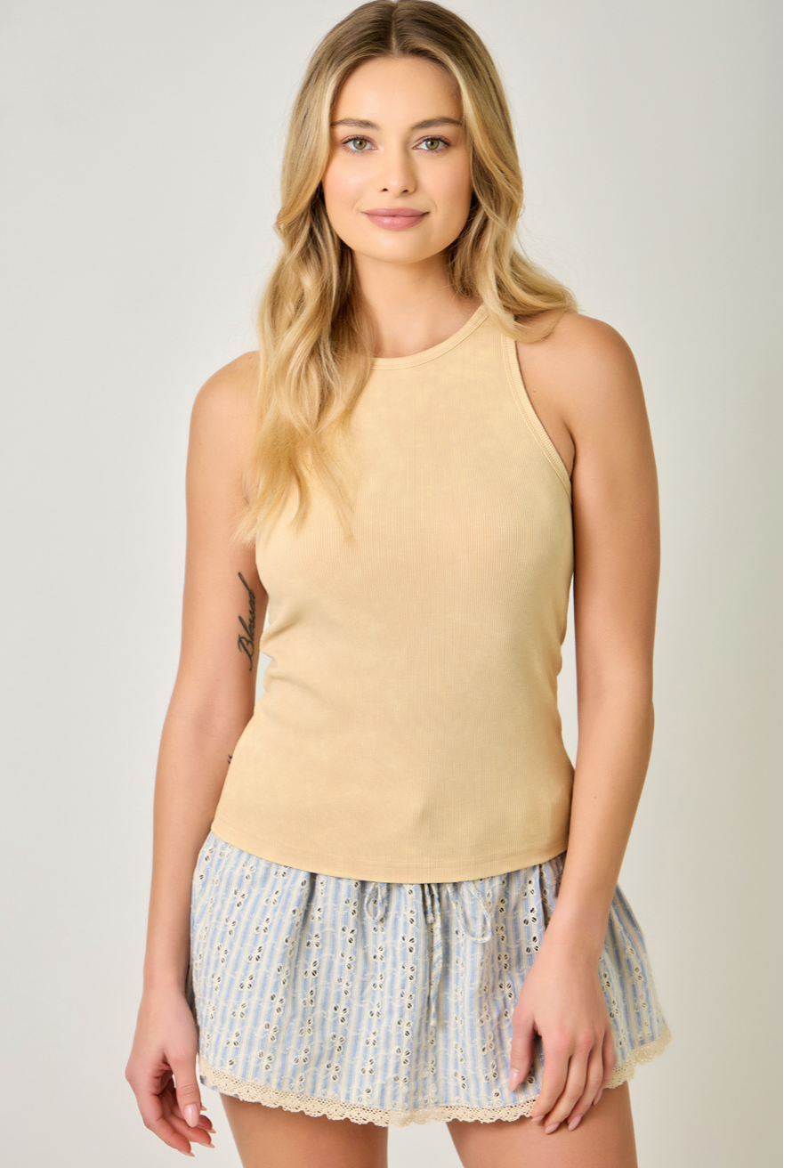 Mystree Scoop Neck Washed Tank