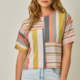 Mystree Relaxed Short Sleeve Mixed Stripe T-Shirt