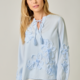 Mystree 3D Floral Embroidery Motif Front Tie Detailed Blouse