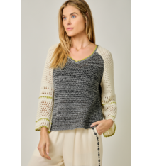 Mystree Raglan Sleeve Crochet Sweater
