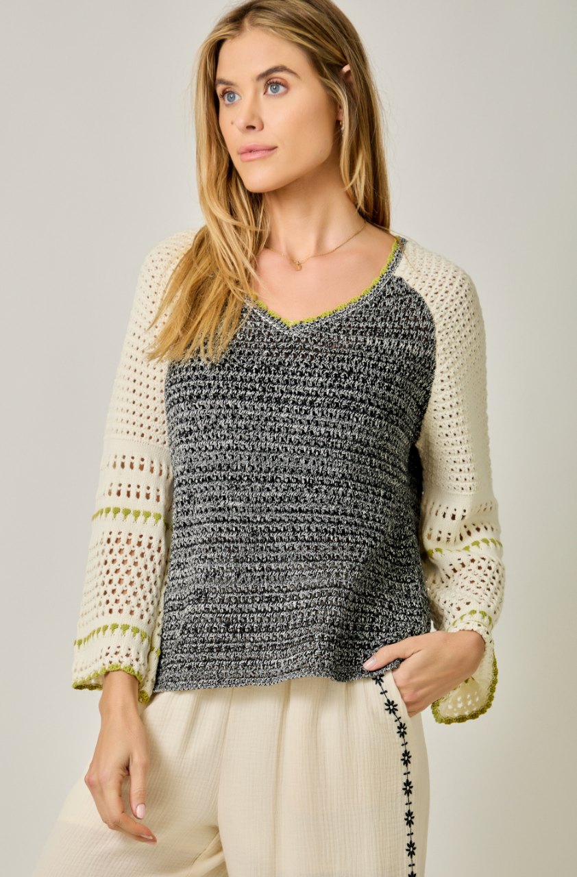 Mystree Raglan Sleeve Crochet Sweater