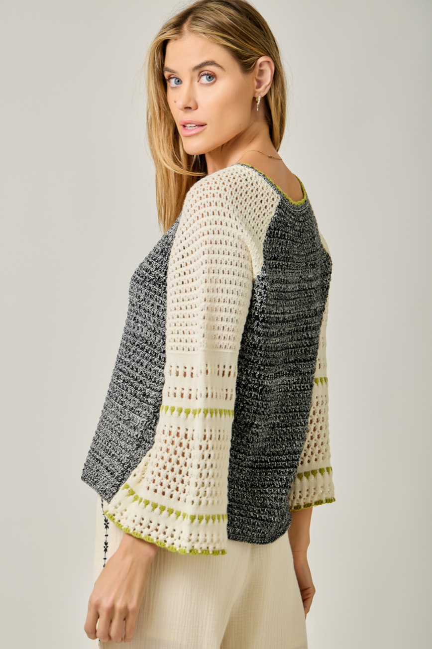 Mystree Raglan Sleeve Crochet Sweater