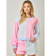 Mystree Pullover with Eyelet Contrast and Lettuce Hem