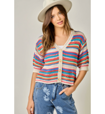 Mystree Multi Stripe Summer Cardigan