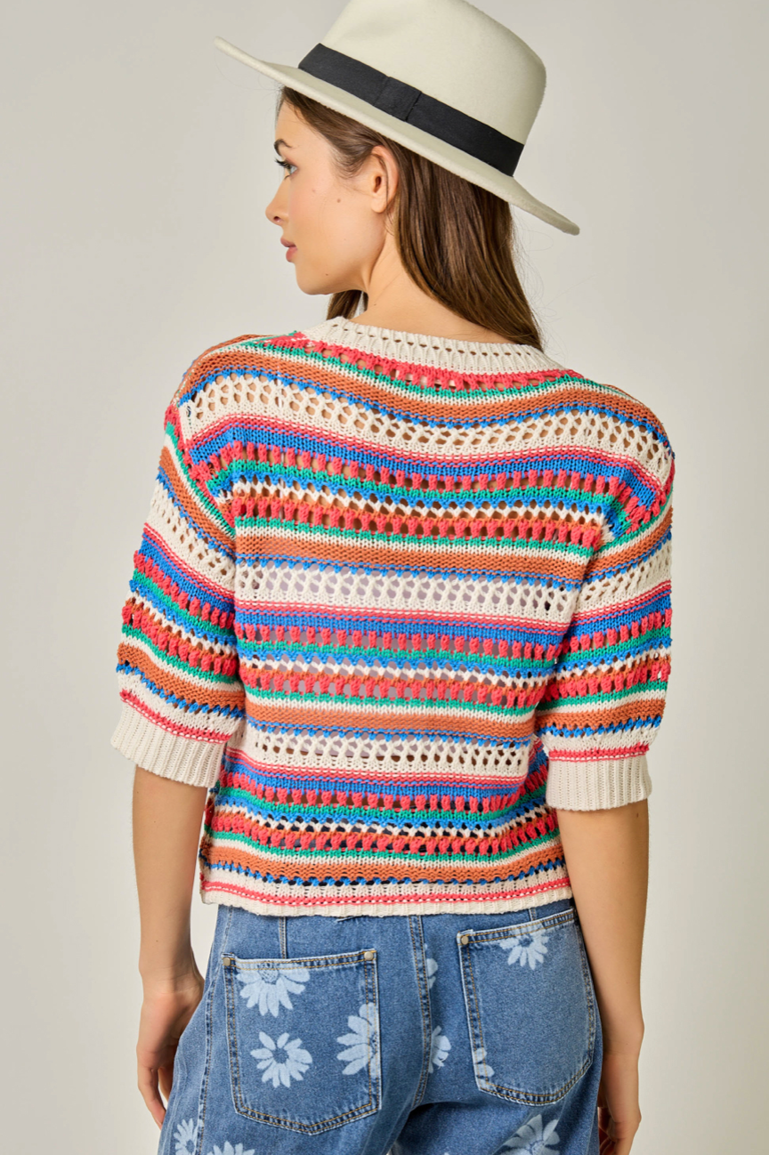 Mystree Multi Stripe Summer Cardigan