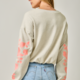 Mystree Embroidered Sleeve Easy Pullover with Bubble Hem Waist