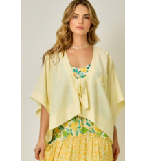 Mystree 3D Floral Embroidery Detailed Front Tie Kimono Cardigan