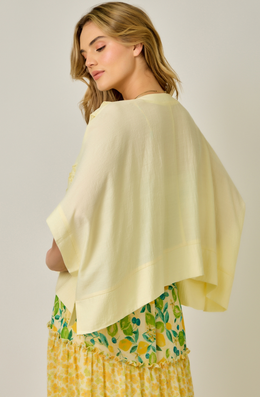 Mystree 3D Floral Embroidery Detailed Front Tie Kimono Cardigan