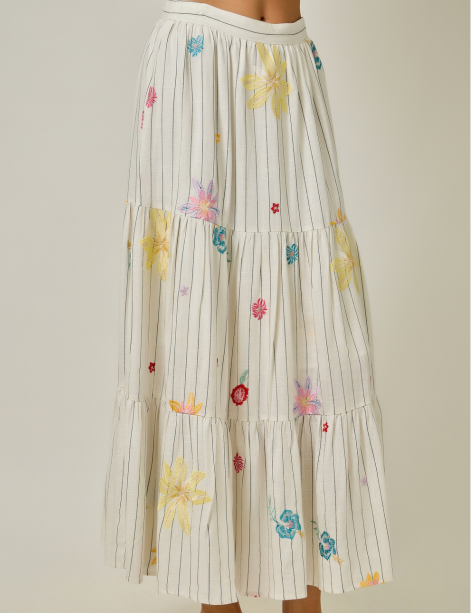 Mystree Embroidered Tiered Skirt