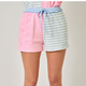 Mystree Color Block Shorts Eyelet  and Lettuce Band
