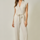 Mystree Belted Pinstripe Jumpsuit