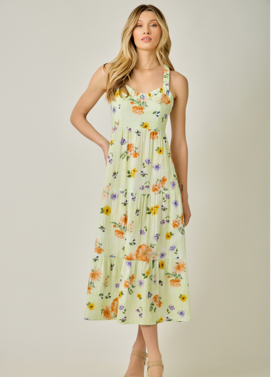 Mystree Double Gauze Tiered Long Dress