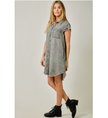 Mystree Fluttered S/V Tencel Shirt Dress