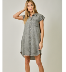 Mystree Fluttered S/V Tencel Shirt Dress