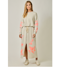 Mystree French Terry Embroidered Midi Skirt