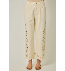 Mystree Straight Leg Mom Jeans with Eyelet Embroidery