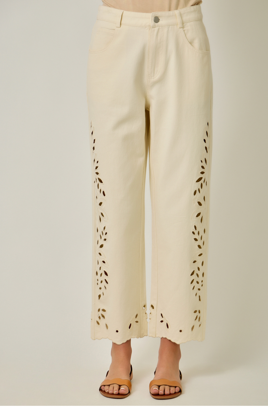 Mystree Straight Leg Mom Jeans with Eyelet Embroidery