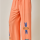 Mystree Embroidered Wide Leg Lounge Pants