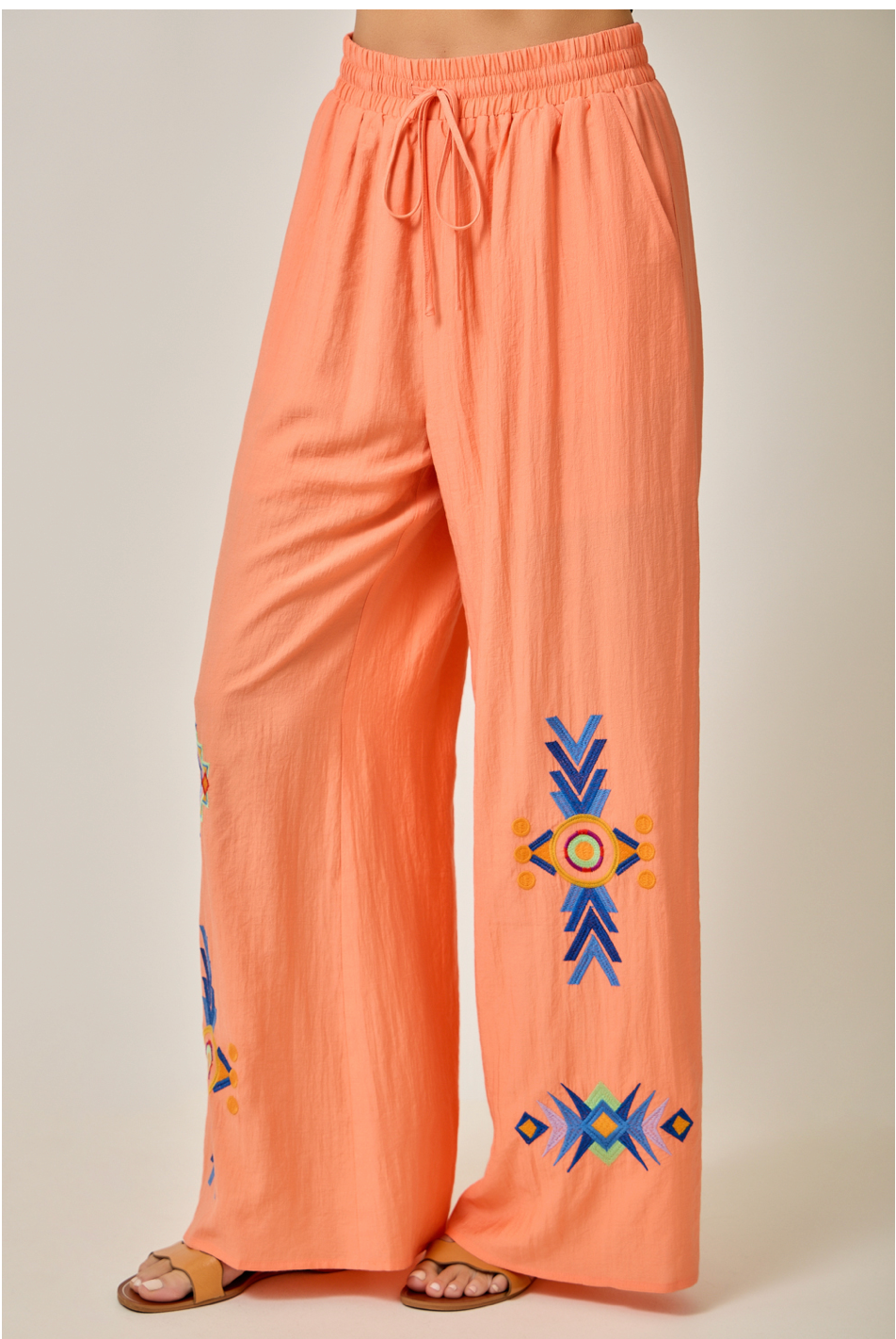 Mystree Embroidered Wide Leg Lounge Pants