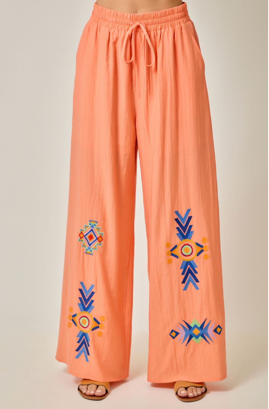 Mystree Embroidered Wide Leg Lounge Pants