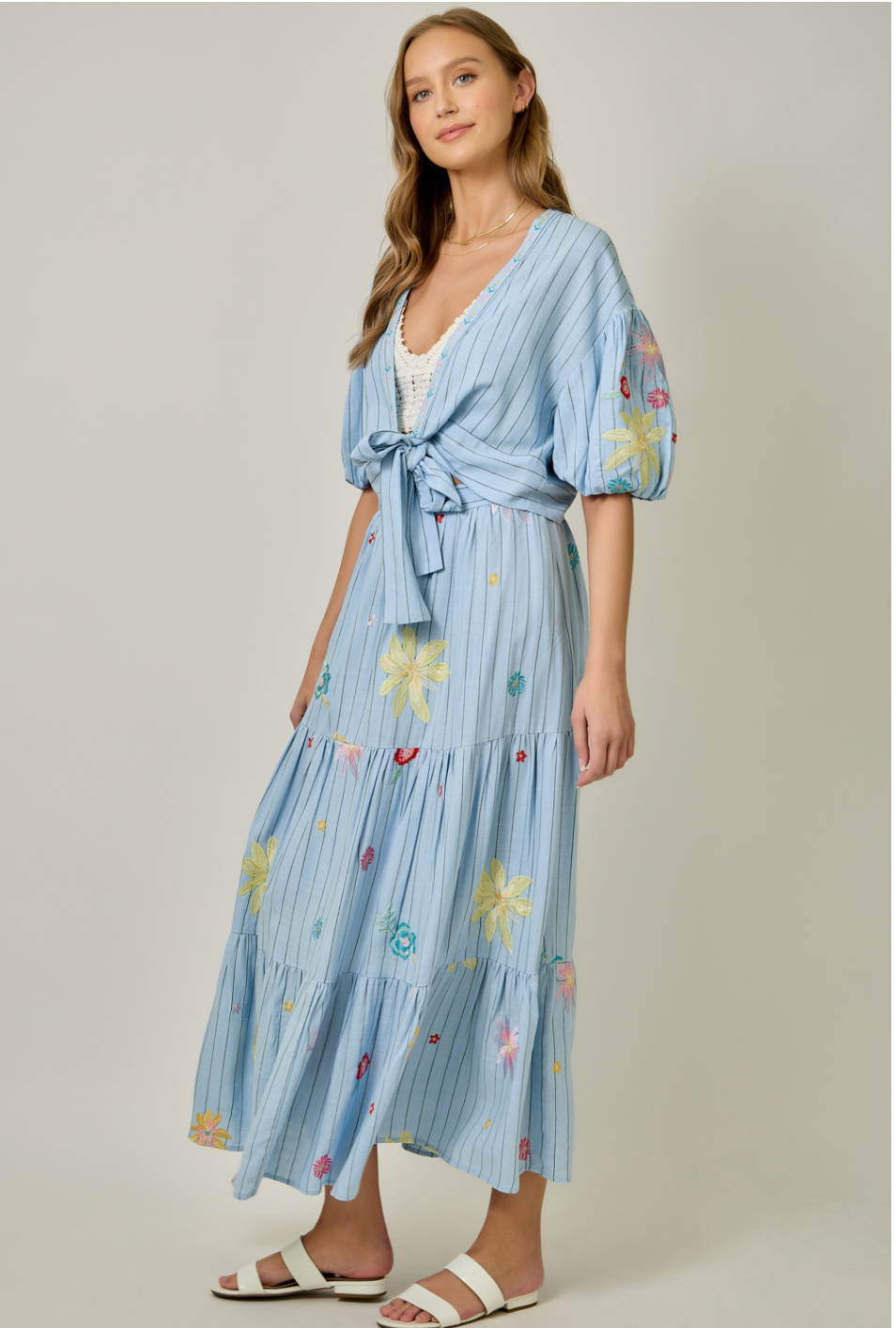 Mystree Embroidered Tiered Skirt