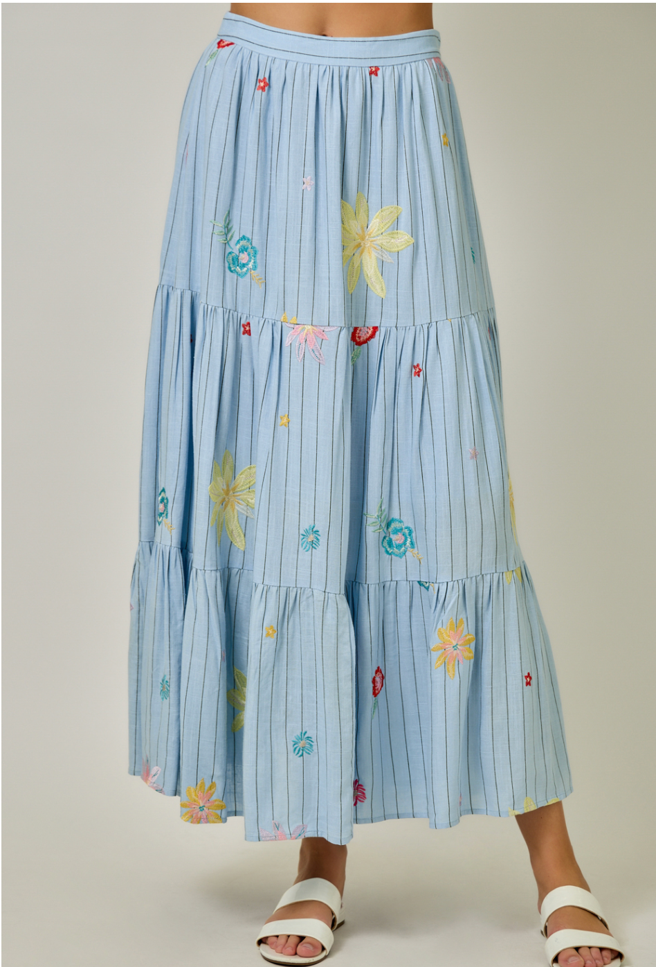 Mystree Embroidered Tiered Skirt