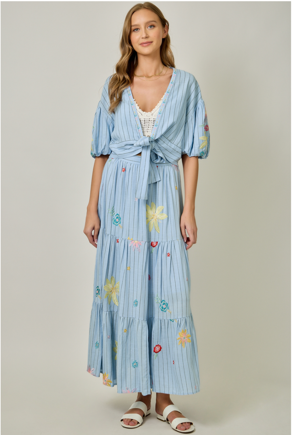 Mystree Embroidered Tiered Skirt