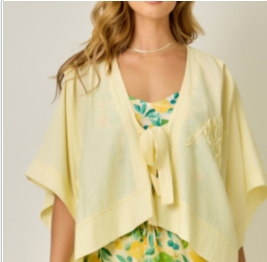 Mystree 3D Floral Embroidery Detailed Front Tie Kimono Cardigan