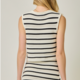 Mystree Nautical Stripe Front Button Knitted Vest with Welt Pocket and Buttons