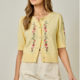 Mystree Floral Embroidered Button-Down Cardigan