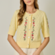 Mystree Floral Embroidered Button-Down Cardigan