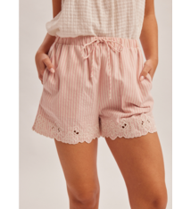 Hem & Thread Elasticated Waist Ribbon Tie Embroidery Shorts