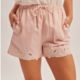 Hem & Thread Elasticated Waist Ribbon Tie Embroidery Shorts